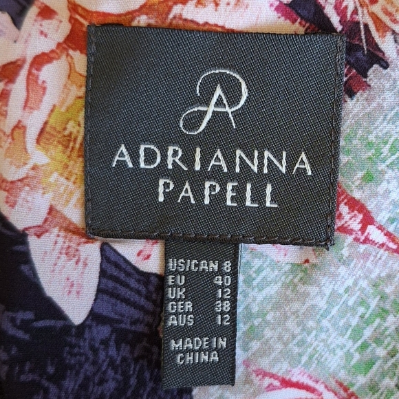 Adrianna Papell Floral Multicolor Dress 8 Wedding Cocktail Boho 8 - Picture 2 of 8